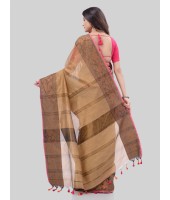 DESH BIDESH Women`s Cotton Handloom Cotton Silk Saree Gulab Work With Blouse Piece(Gold)